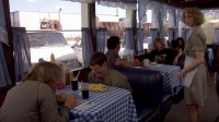 Excuse me Floboth laughingFlo like the TV showUh what is the soup du jourIt's the soup of the dayMm hmmThat sounds good I'll have that
