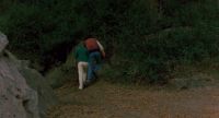 It goes through here