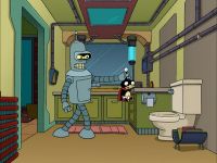 No! Get away from there. That's it! Happy birthday! Bender, what's going... No! Hey, can't you see I