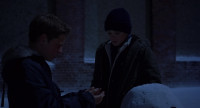 My hands are freezingGive us them hereWhat are you doingNothing Just warming your hands upYou're not a poof or aughtWhat gave you that impressionAren't me hands coldI quite like itJust 'cause I like