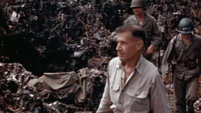 10 DAYS AFTER LANDING,
AMERICANS TAKE THE PEAK. - The Pacific War in Color