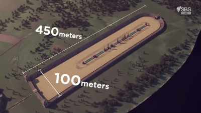450 metres long and 100 metres wide, - Roman Megastructures