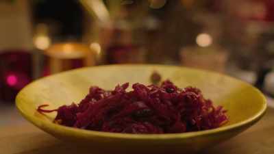 A beautifully festive Ruby stew
of red cabbage with Cranberries, - Nigella: At My Table