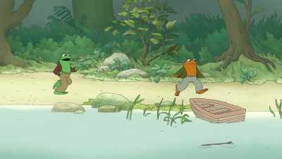 A boat! Do not worry, Frog.
I will save your stick. - Frog and Toad