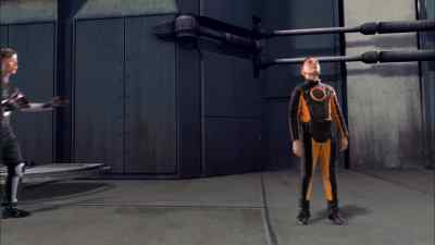 A courageous new contestant.
Welcome to the Robocon. - Spy Kids 3: Game Over