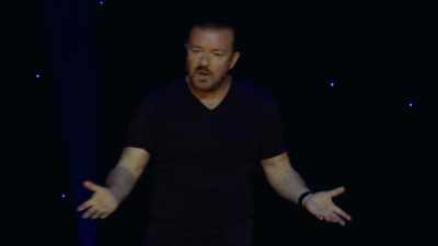 A flashback before anyone... 
You know what... so... - Ricky Gervais: Humanity
