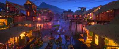 A floating market famous
for fast deals - Raya and the Last Dragon