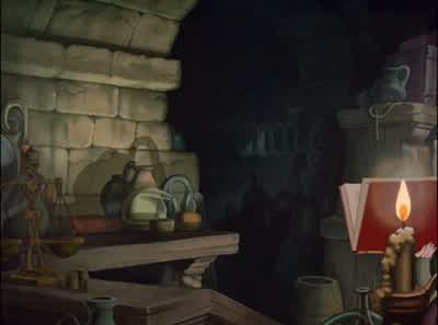 Now a formula to transform my beauty into uglinesschange my queenly raiment to a peddler's cloakMummy Dust to make me oldTo shroud my clothes the black of nightTo age my voice an old hag's cackleCACKLINGTo whiten my hair a scream of frightSCREAMINGA blast - Snow White and the Seven Dwarfs