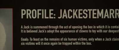 A Jack is summoned through
the act of opening the box - The Jack in the Box