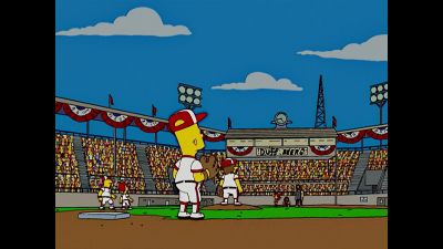 A lazy pop fly
to star shortstop Bart Simpson. - The Simpsons
