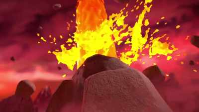 A massive volcano has just erupted
and, look out, hot lava! - The Adventures of Paddington