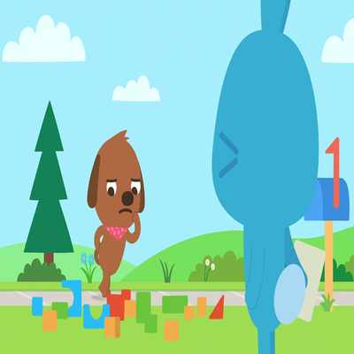 A mysterious mess-maker
knocked down our block tower. - Sago Mini Friends