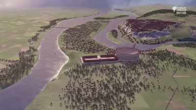 A name which this feat
of engineering owes to its shape, - Roman Megastructures
