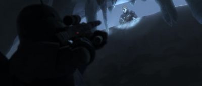 A snow skiff took off down the western ridge. - Star Wars: The Bad Batch