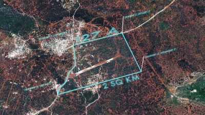 A two-kilometre-square monster
drilling area, - Outback Opal Hunters
