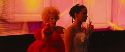 Really A wedding dressSnow made me wear itLadies and gentlemen please welcomeYou know her Make him pay for it - The Hunger Games: Catching Fire