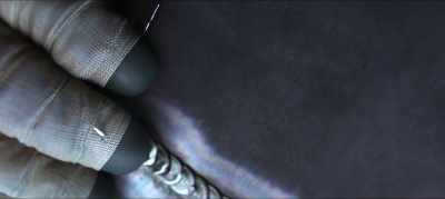 A welding burr went right through
the glove and got embedded in it. - Salyut-7