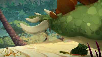 -Aah!
-(thuds) - Gigantosaurus