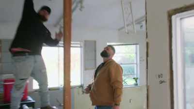 About to find out if this is
load-bearing. [laughs] - Renovation Impossible