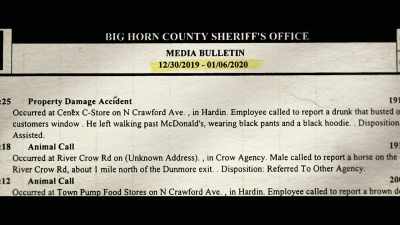 According to the Big Horn County
Sheriff's Office call log, - Murder in Big Horn