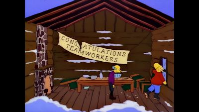 According to the map,
the cabin should be right here. - The Simpsons