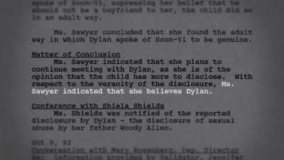According to Williams' notes, - Allen v. Farrow