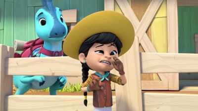 -Achooo!
-[squealing] - Dino Ranch