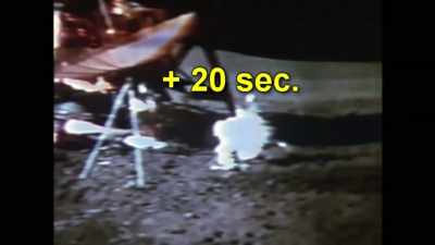 After another 20 seconds
the flag enters the frame again, - American Moon