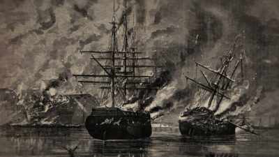- After some preliminary
bombardment by the Navy, - Abraham Lincoln