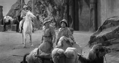 After you've finished unloading,
pitch the tent over there. - Abbott and Costello Meet the Mummy