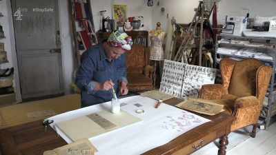 Again, I want that to be a
tiny, little bit of overlap, - Escape to the Chateau: Make Do & Mend