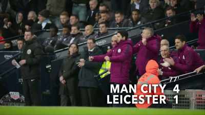 Agüero chips Schmeichel
for another hat-trick. - All or Nothing: Manchester City
