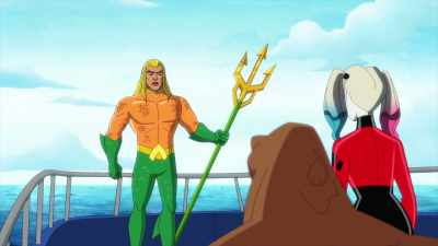 - Ah-ha-hoy!
- [dolphin squeaking] - Harley Quinn