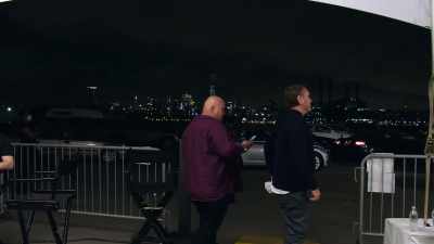 Ah, he just repeated the joke.
He's bombing. - Colin Quinn & Friends: A Parking Lot Comedy Show