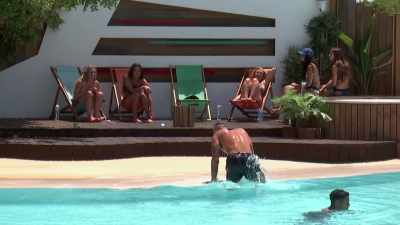 Alex is getting out
of the pool, - Love Island