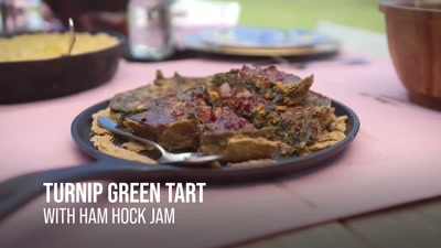 - ALISA: Okay.
- This is a turnip green tart. - Searching for Soul Food