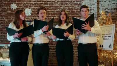 All: ♪ Don we now
our gay apparel ♪ - Steppin' into the Holiday