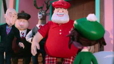 -(all laughing)
-(Candy groans) - Santa Inc.