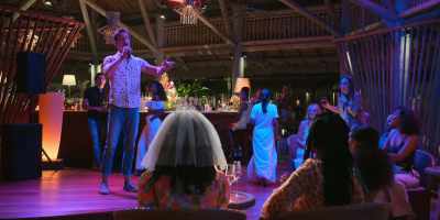 All right,
first up, we have the bride-to-be… - Resort to Love