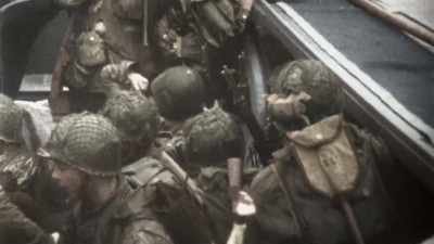 Allied landing craft 
fail on sandbanks. - Greatest Events of World War II in Colour