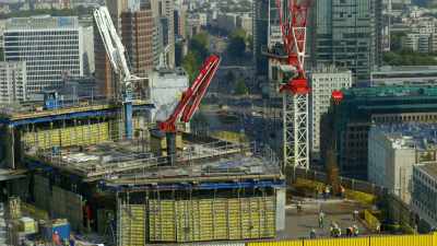 Almost 1,200 workers
are constructing three enormous buildings. - Europe From Above