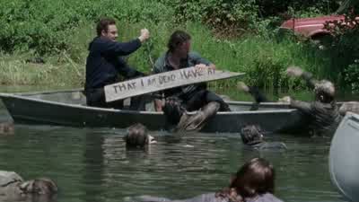 Almost at the canoe. - The Walking Dead