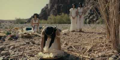 Along comes Pharaoh's daughter
with her maids. - Testament: The Story of Moses