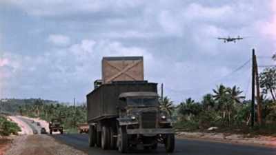 Americans have advanced as
far as the Mariana Islands. - The Pacific War in Color