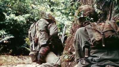 Americans move cautiously. - The Pacific War in Color