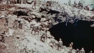 Americans try to
persuade civilians - The Pacific War in Color