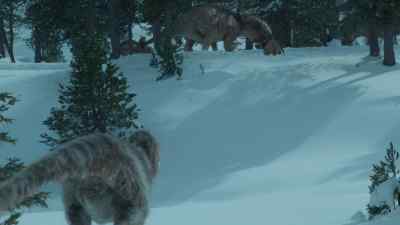 Amongst the trees,
it's hard for the herd to stand as one. - Prehistoric Planet