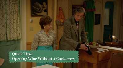 Amy: "Quick Tips" -- Opening
Wine Without a Corkscrew. - At Home with Amy Sedaris