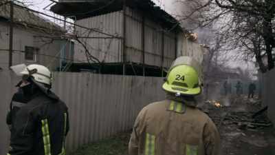 An hour later, shells do hit
this neighborhood. - 20 Days in Mariupol