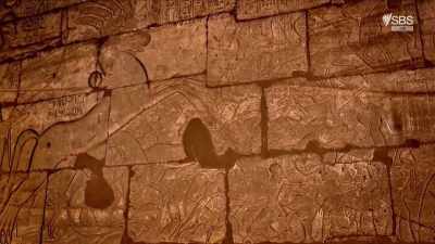 An inscription at Medinet Habu - Curse of the Ancients with Alice Roberts